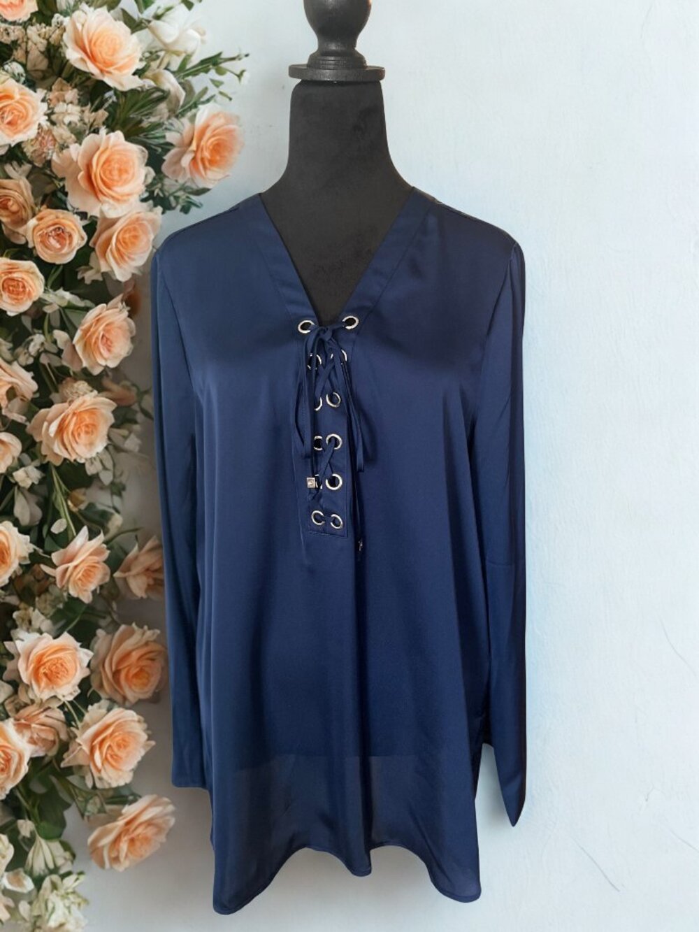 Michael Kors Blue Blouse with Silver Accents - Never Worn